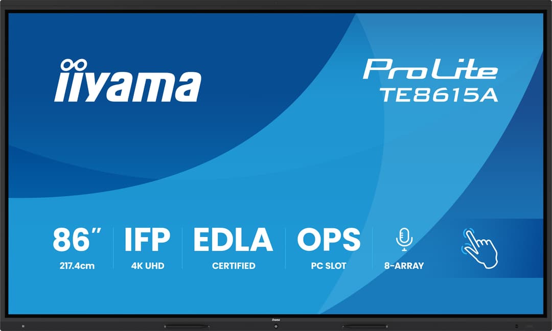 iiyama ProLite TE8615A-B1AG Signage Display Interactive flat panel 2.17 m (85.6") Wi-Fi 6 550 cd/m² 4K Ultra HD Black Touchscreen 40-point Built-in processor Android 14 Google EDLA - Image 2