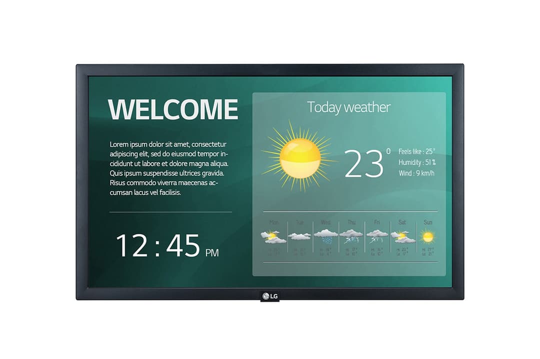 LG 22SM3G-B Digital signage display 54.6 cm (21.5') IPS Wi-Fi 250 cd/m² Full HD Black Built-in processor 16/7 - Image 1