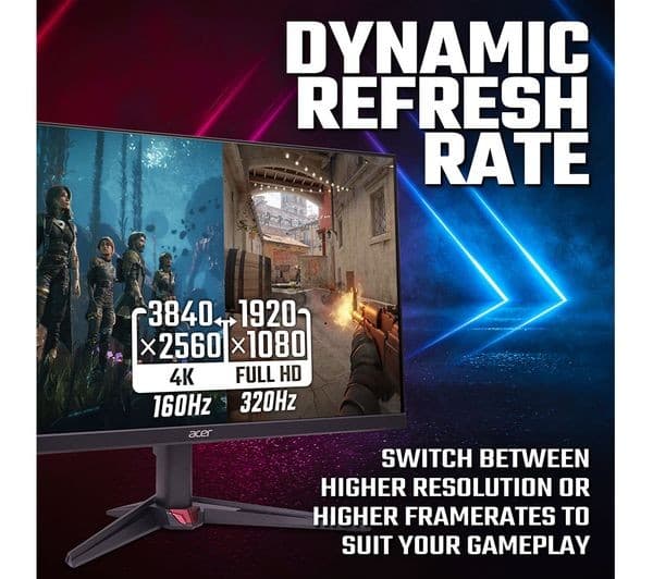 ACER Nitro VG270KV4 27" 4K Ultra HD 160Hz / Full HD 320Hz Dual-Mode IPS Gaming Monitor - Black - Image 4