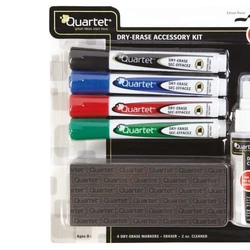 Nobo Dry Erase Whiteboard Accessory Starter Kit 1903798 - 4 Low Odour Markers (Black, Red, Blue, Green), Eraser & Cleaning Spray - Image 4