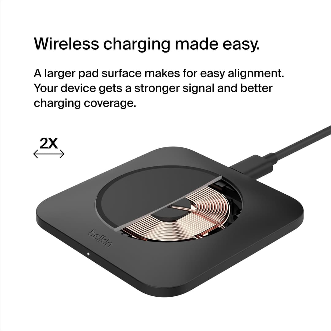 Belkin BoostCharge Pro Universal Easy Align Wireless Charging Pad 15W WIA007myBK - Black - Image 3