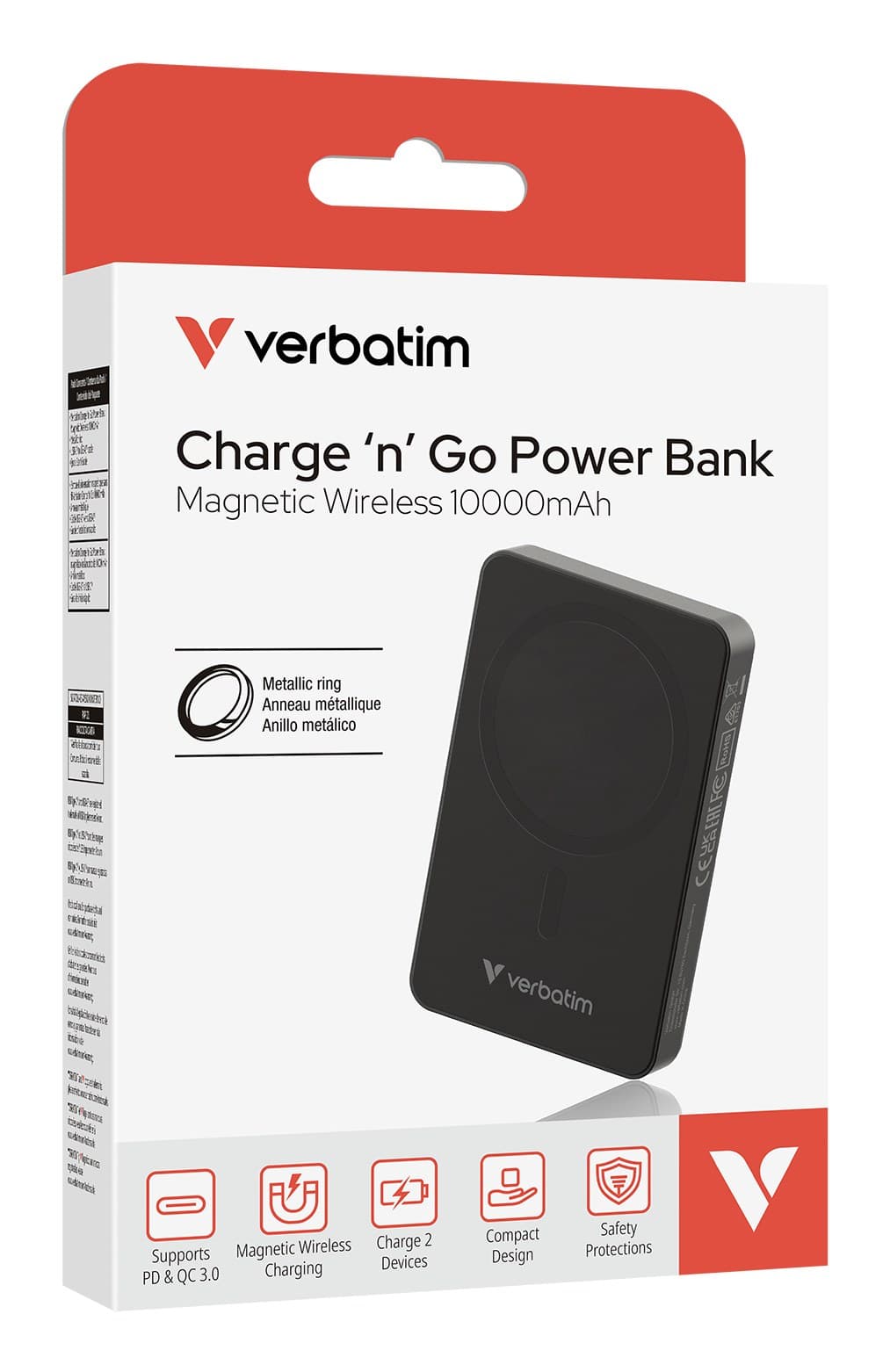 Verbatim Charge 'n' Go Essentials Magnetic Wireless Power Bank 10000 mAh Black - Image 3