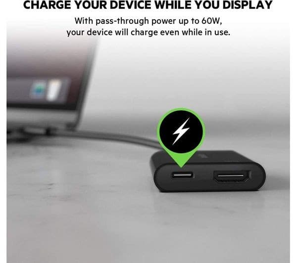 Belkin USB-C to HDMI + Charge Adapter 4K 60Hz 60W Power Delivery Black (AVC002btBK) - Image 2