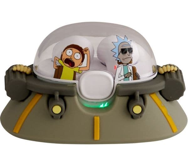 LAZERBUILT Rick & Morty Space Cruiser Wireless Bluetooth Earbuds - Grey & Green