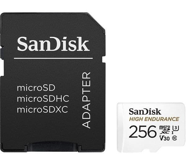 SanDisk High Endurance 256GB microSDXC UHS-I V30 Memory Card with SD Adapter