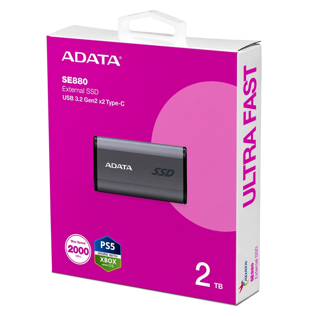 2TB ADATA SE880 External Solid State Drive USB 3.2 Gen2x2 Type-C Titanium Gray (AELI-SE880-2TCGY) - Image 6