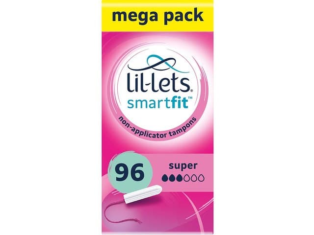 Lil-Lets SmartFit Non-Applicator Super Tampons X 96, 6 Packs of 16, Medium to Heavy Flow, 3 Droplets, 8210498P - Image 1