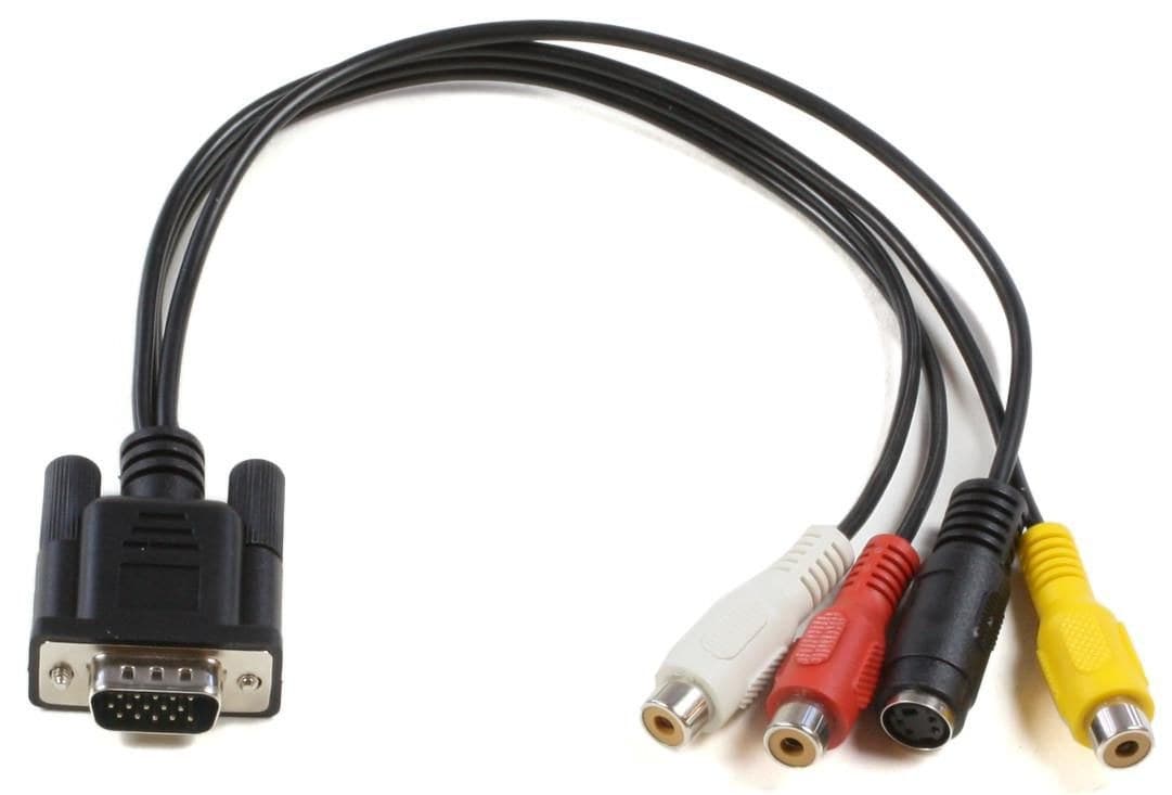 MicroConnect MONGGSV VGA to S-Video + 3x RCA Adapter Cable 0.2m - Black