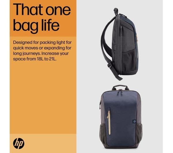 HP Travel 15.6" Laptop Backpack 18 Litre - Iron Grey - Image 2