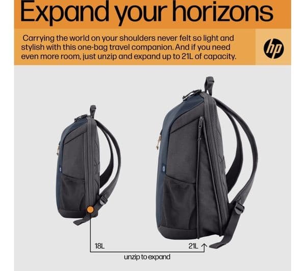 HP Travel 15.6" Laptop Backpack 18 Litre - Iron Grey - Image 3