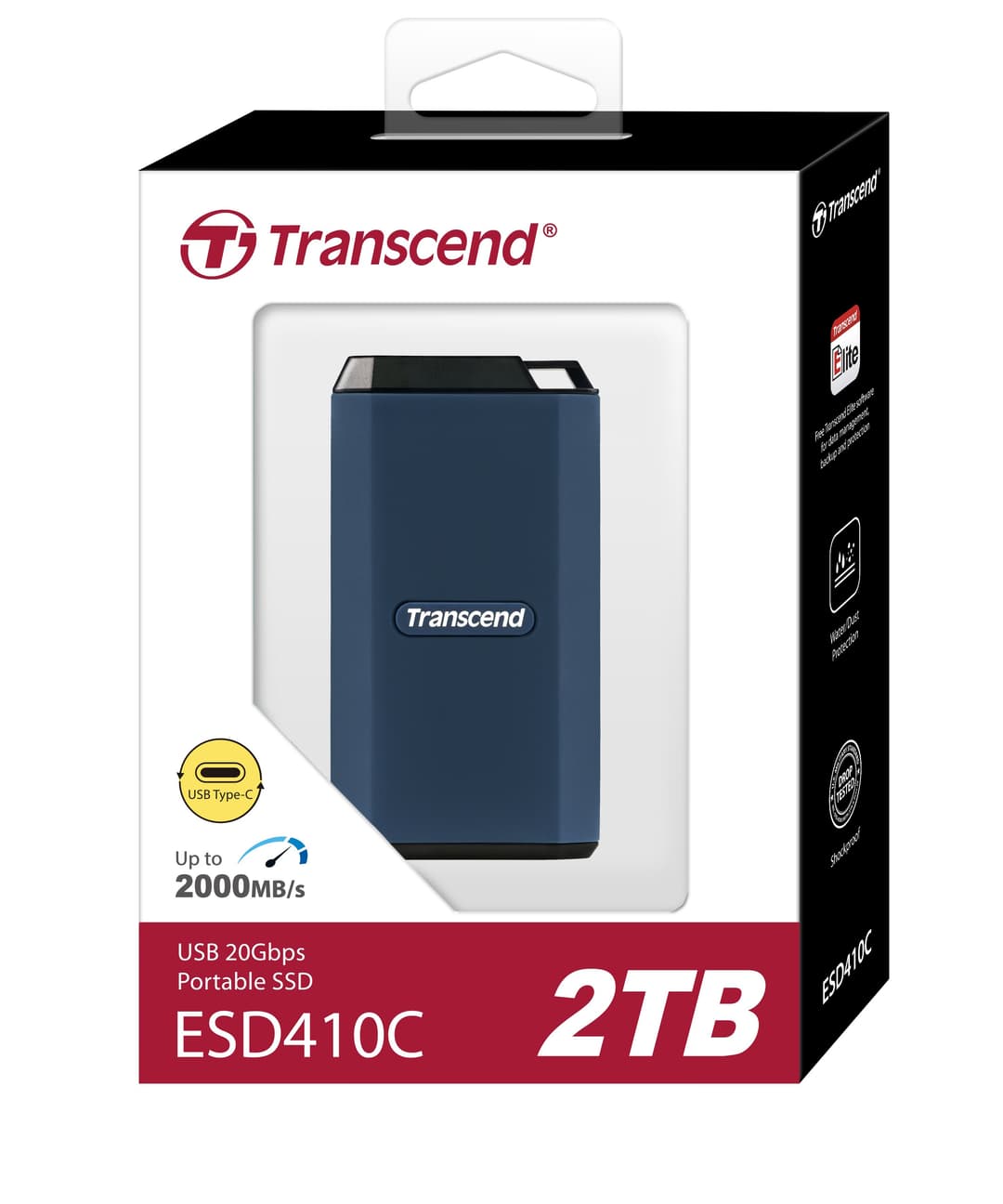2TB Transcend ESD410C Portable SSD USB 20Gbps Type-A/Type-C Rugged Water-Resistant Dark Blue - Image 4