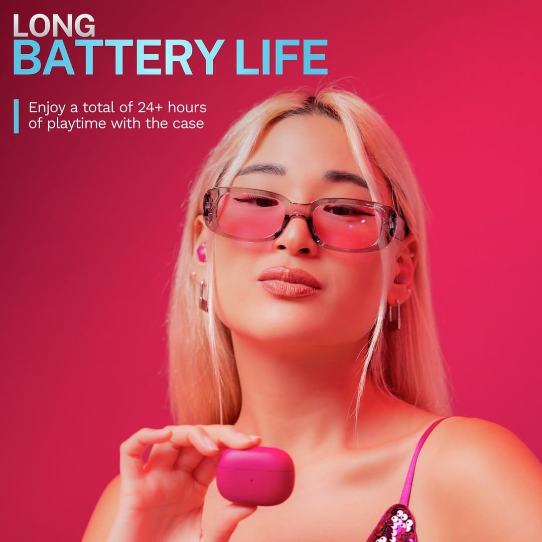 JLab Go Pop ANC True Wireless Earbuds - Fuchsia - Image 4
