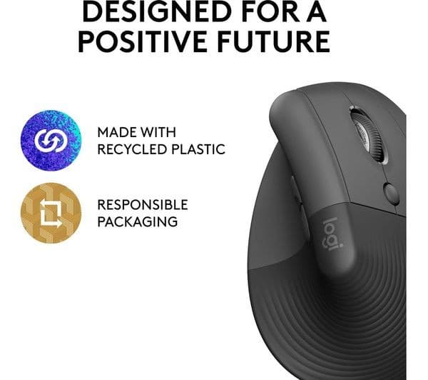 Logitech Lift Vertical Ergonomic Mouse - Graphite - Image 5