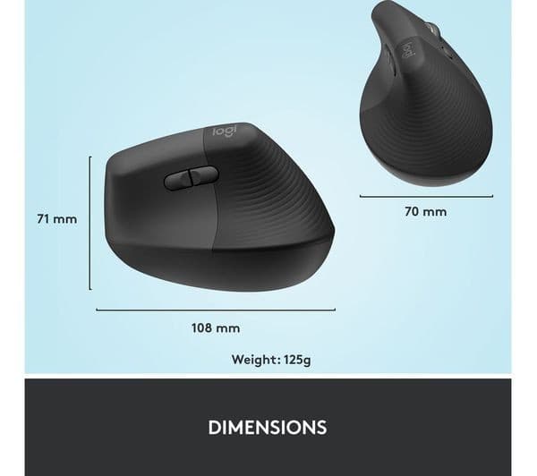 Logitech Lift Vertical Ergonomic Mouse - Graphite - Image 9