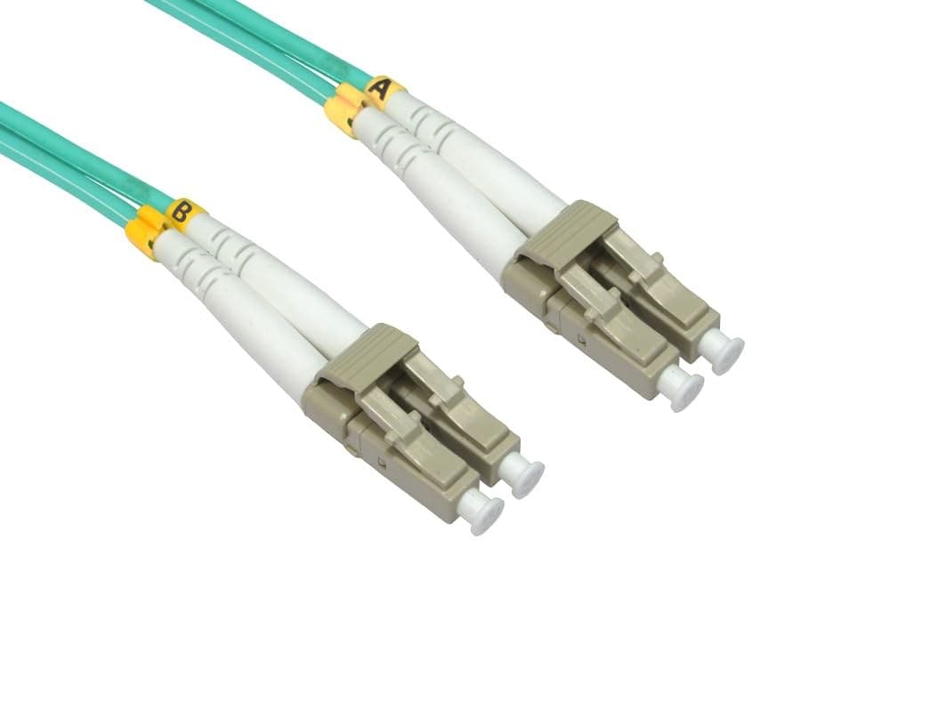 Cables Direct 10m OM4 LC-LC Duplex Multimode Fibre Optic Patch Cable - Aqua - Image 1