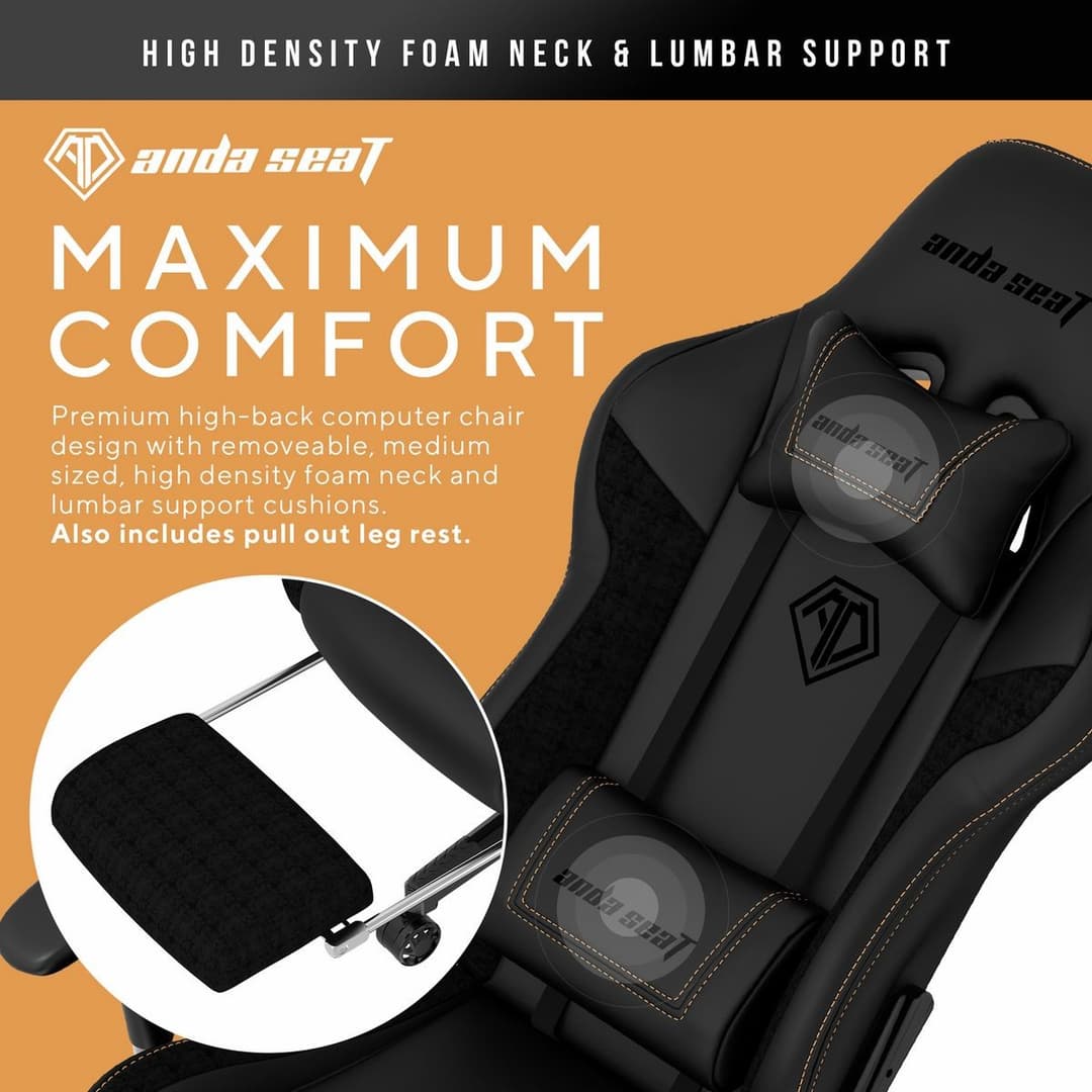 Anda seat Jungle 2 Medium Gaming Chair with Footrest - Black - Image 10