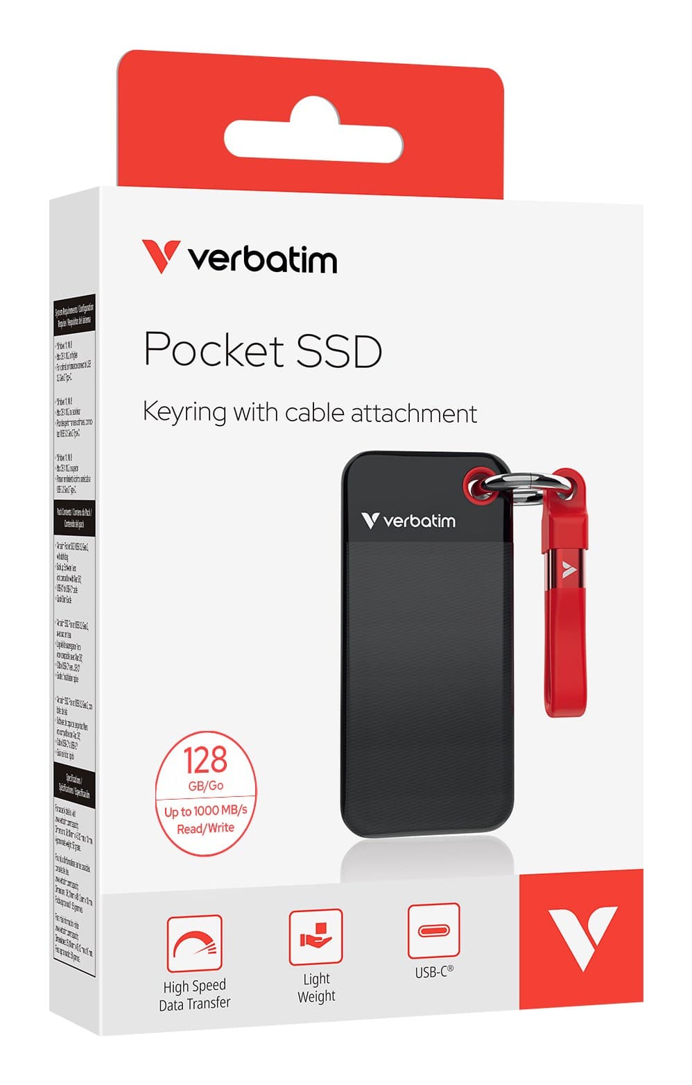 Verbatim Pocket SSD USB 3.2 Gen 2 128GB Black/Red - Image 4