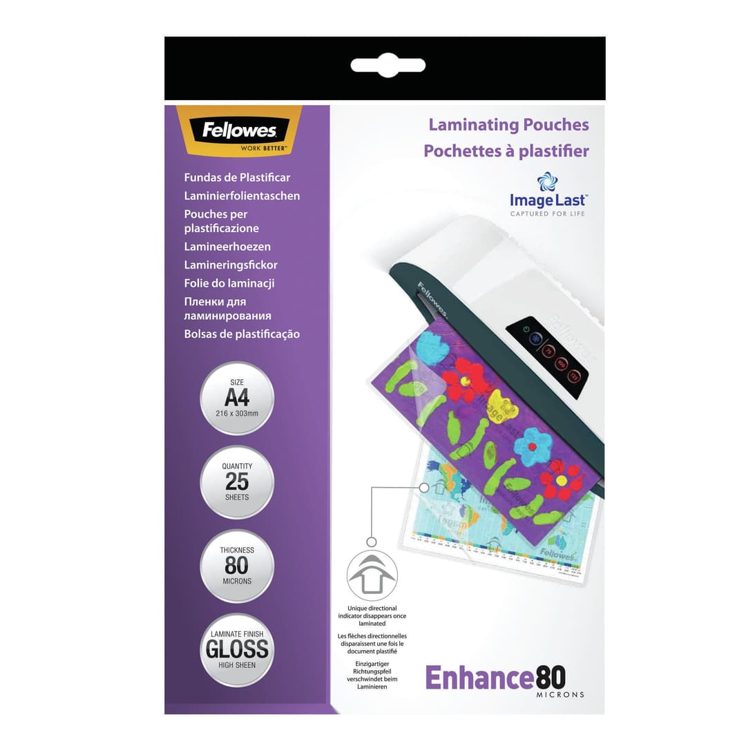 Fellowes ImageLast A4 80 Micron Laminating Pouch - 25 pack - Image 2