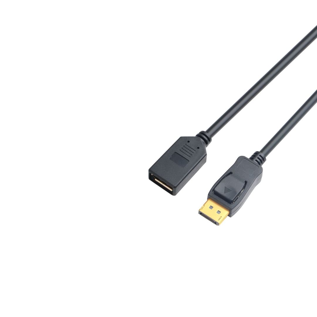 Microconnect DP-MFG-200 QHD DisplayPort Extension Cable 2m - Male to Female, 2560x1600, Gold-Plated, Black - Image 1