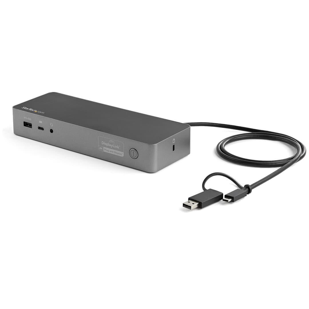 StarTech.com Universal Laptop Docking Station, Hybrid USB-C & USB-A Dock, Dual 4K DP & HDMI, 100W PD, Mac / Windows / Chrome OS, 4x USB 5Gbps Hub, GbE - Image 1