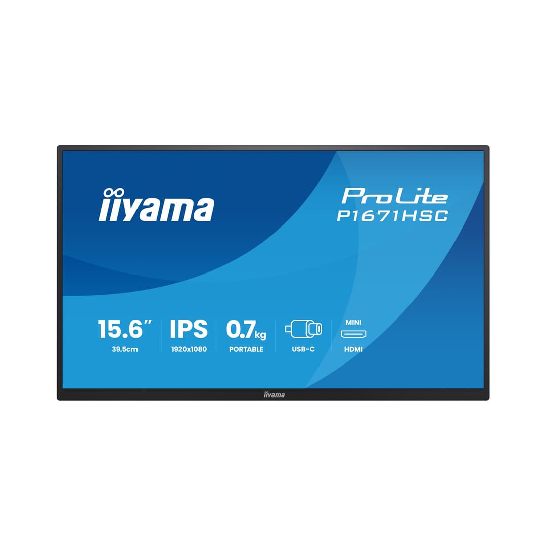 iiyama Prolite P1671HSC-B1 15.6" IPS Full HD USB-C portable Monitor with Speaker and Leather Cover - Image 1
