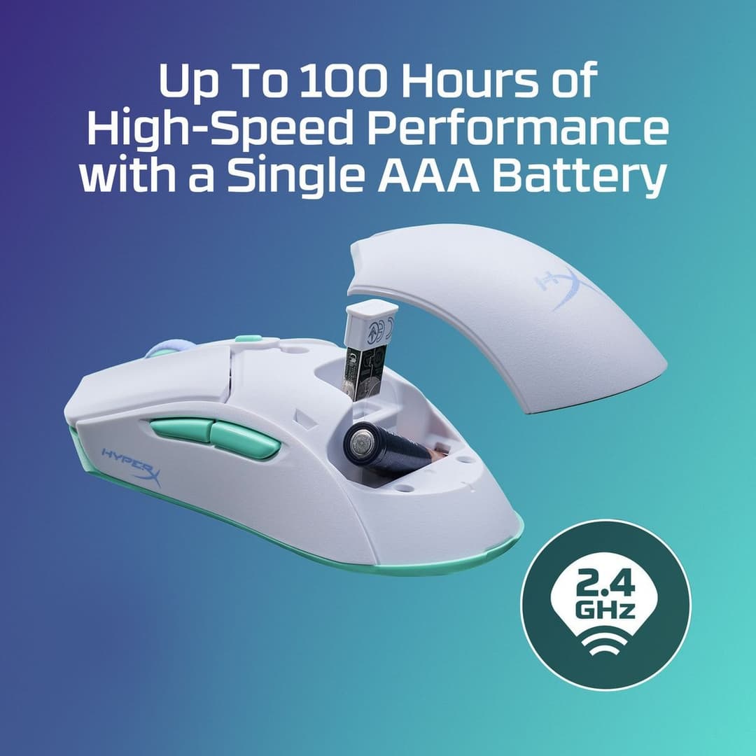 HyperX Pulsefire Haste 2 Core RGB Wireless Gaming Mouse - White - Image 3