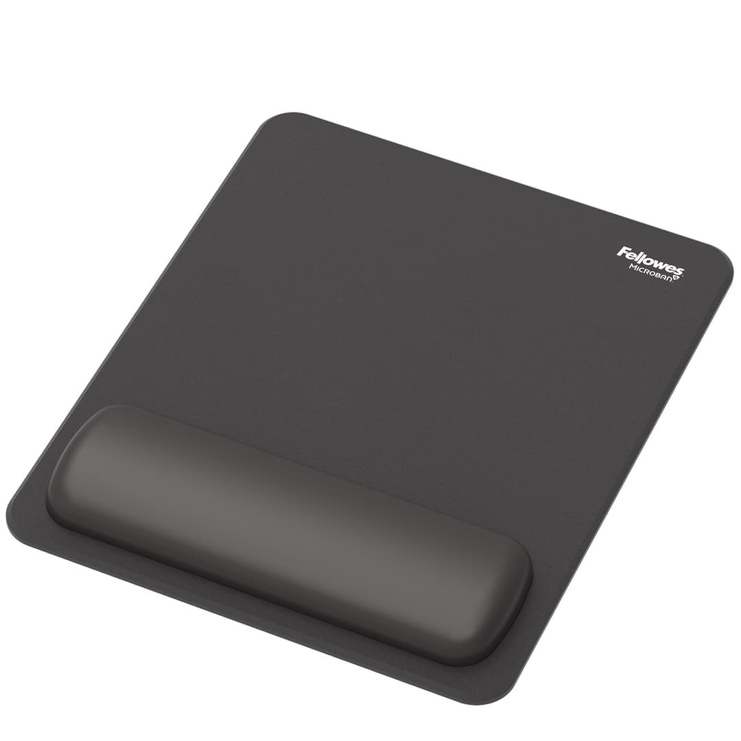 Fellowes Breyta Mouse Mat Wrist Rest Mouse Pad Wrist Support with Antibacterial Protection Ergonomic Mouse Mat Black - Image 1