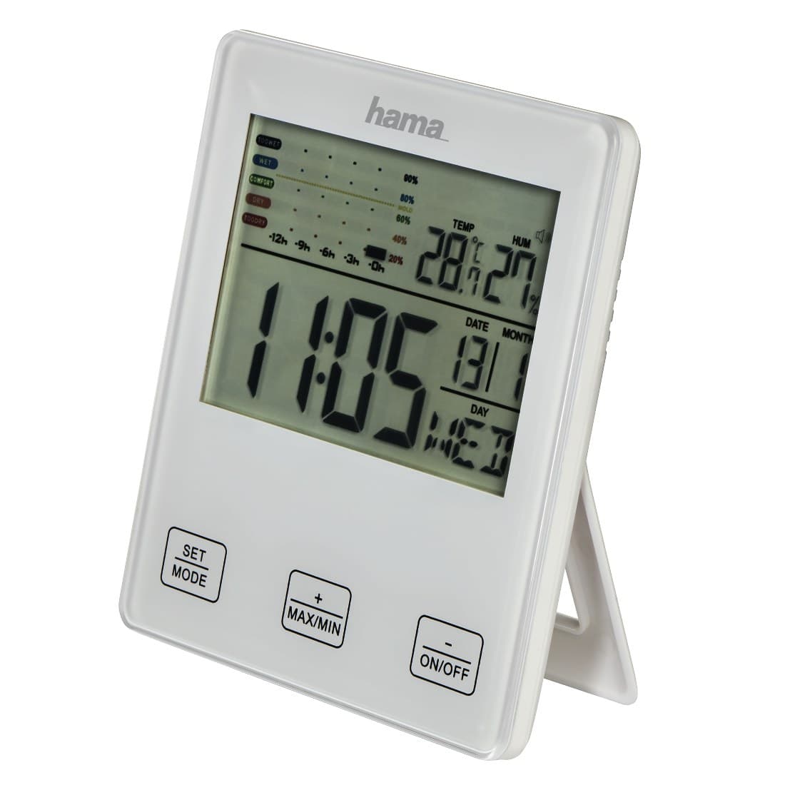 Hama TH-10 Digital Thermo-Hygrometer, Battery-Powered - White