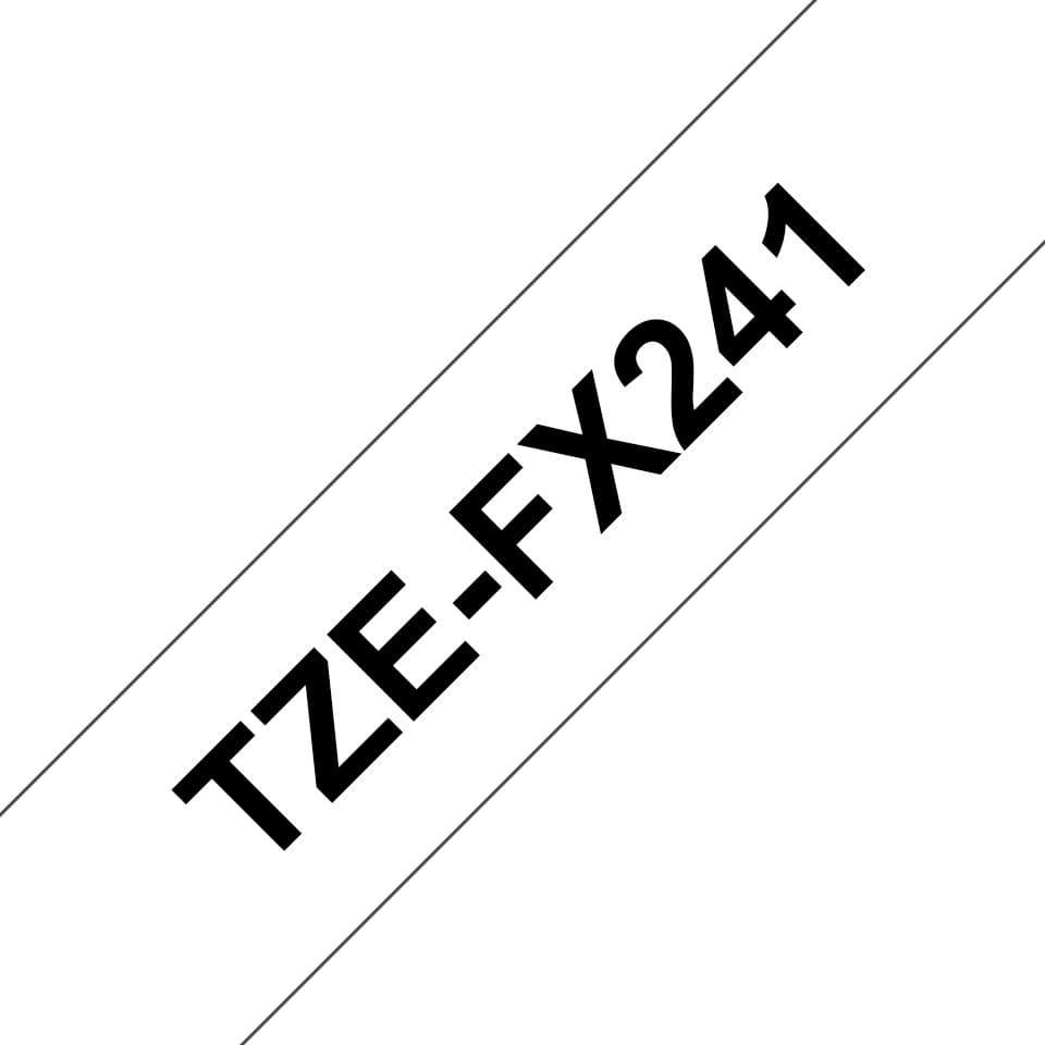 Brother TZe-FX241 Flexible ID Label-Making Tape Black on White 18mm x 8m TZ