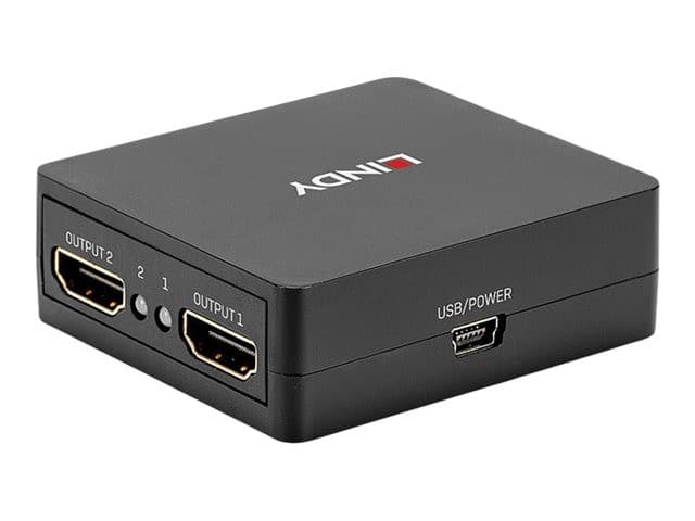 Lindy 38358 Compact 2 Port HDMI 18G Splitter - 1 In 2 Out, 4K 60Hz, HDMI 2.0, HDCP 2.2, USB Powered - Image 2