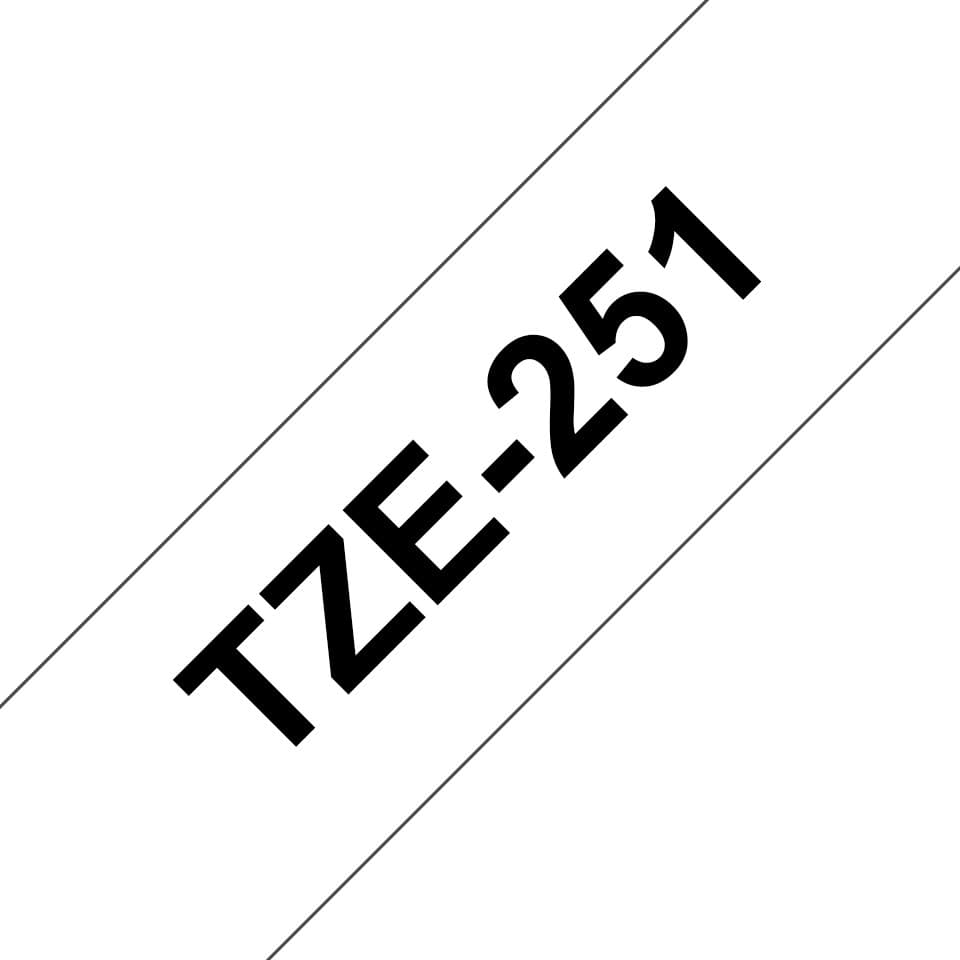 Brother TZE-251 label-making tape Black on white - Image 1