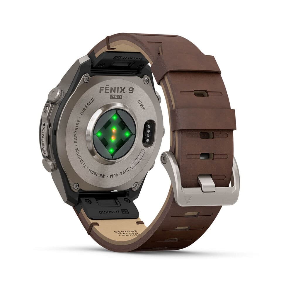 GARMIN fēnix 9 Pro inReach 47mm AMOLED GPS Smartwatch Titanium Sapphire LTE Satellite 64GB - Walnut Leather - Image 4