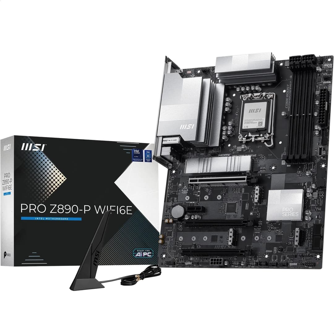 MSI PRO Z890-P WIFI6E Motherboard, ATX - Supports Intel Core Ultra Processors (Series 2), LGA 1851-55A DrMOS, DDR5 Memory Boost (9200+ MT/s OC), PCIe 5.0 x16, M.2 Gen5, Wi-Fi 6E, 5G LAN - Image 1