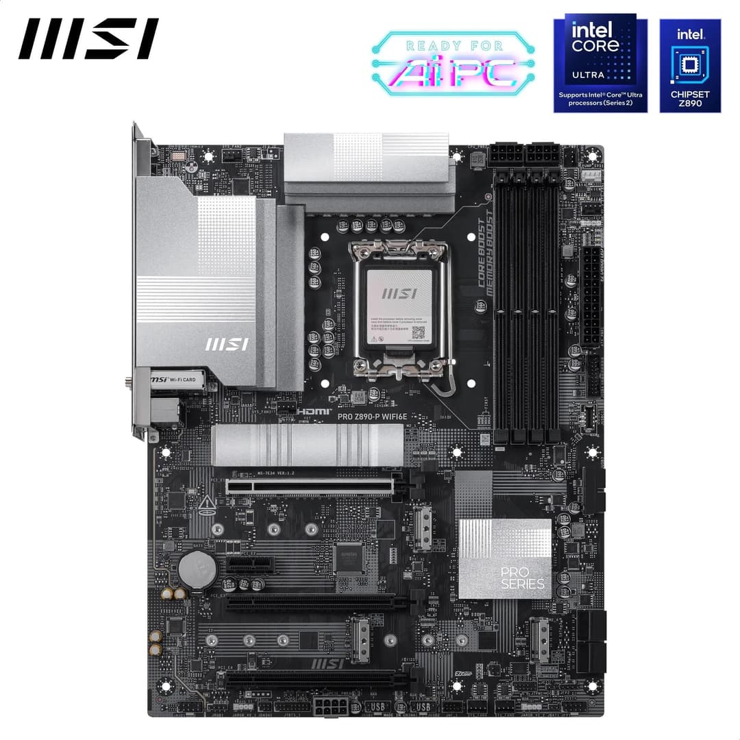 MSI PRO Z890-P WIFI6E Motherboard, ATX - Supports Intel Core Ultra Processors (Series 2), LGA 1851-55A DrMOS, DDR5 Memory Boost (9200+ MT/s OC), PCIe 5.0 x16, M.2 Gen5, Wi-Fi 6E, 5G LAN - Image 4