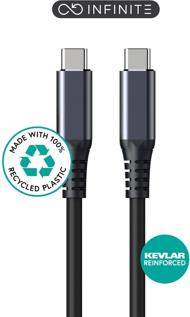 INFINITE (GRS) USB-C to USB-C Cable 1.2m USB4 Gen3x2 240W 40Gbps Black - Image 1