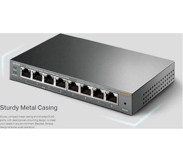 TP-Link TL-SG108PE 8-Port Gigabit Easy Smart Network Switch with 4-Port PoE+ - Gun Metal Grey - Image 4