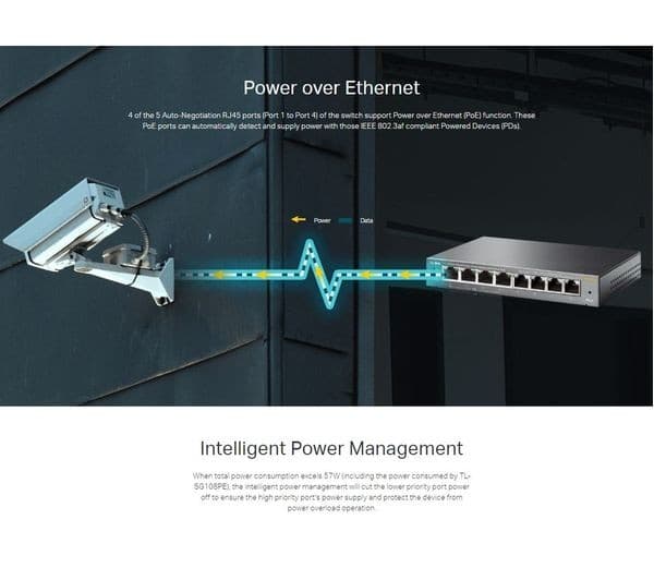 TP-Link TL-SG108PE 8-Port Gigabit Easy Smart Network Switch with 4-Port PoE+ - Gun Metal Grey - Image 6
