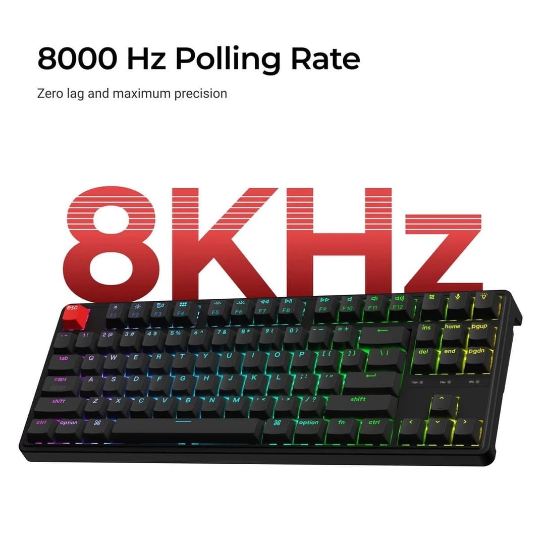 Keychron C3 Pro 8K QMK Wired Mechanical Gaming Keyboard - 88-Key TKL UK Layout, Hot-Swappable Super Brown Switch - Carbon Black - Image 2