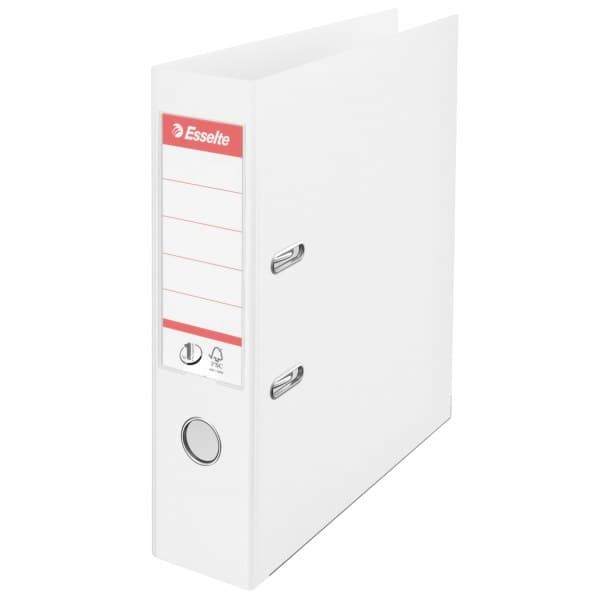 Esselte No.1 VIVIDA Lever Arch File PP A4 75mm Spine, White, 30% pre-consumer recycled PP foil - Image 1