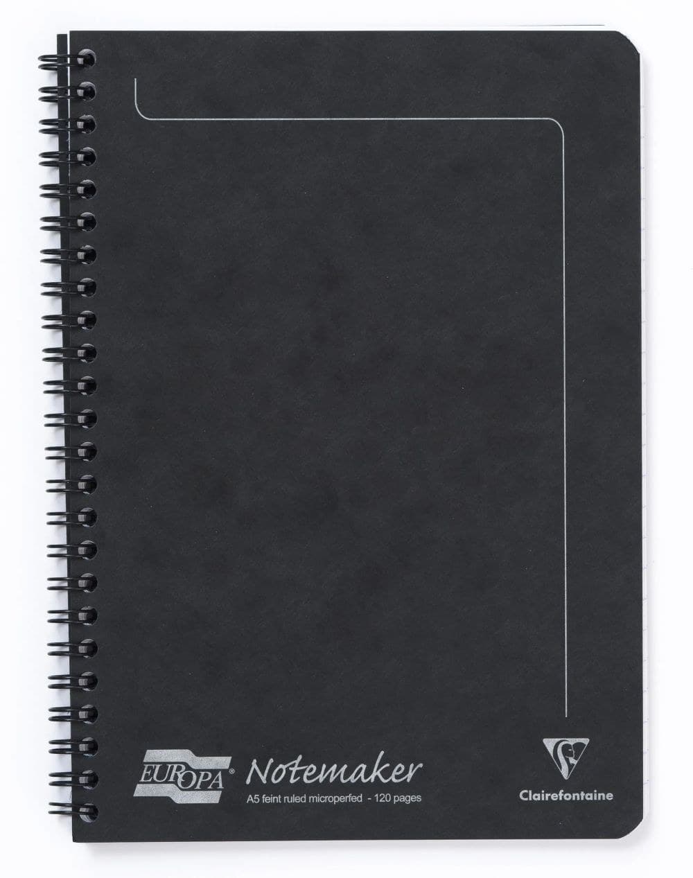Clairefontaine Europa Notemaker A5 Wirebound Feint Ruled Notebook 120 Pages 90gsm Black Pack of 10 (4852)