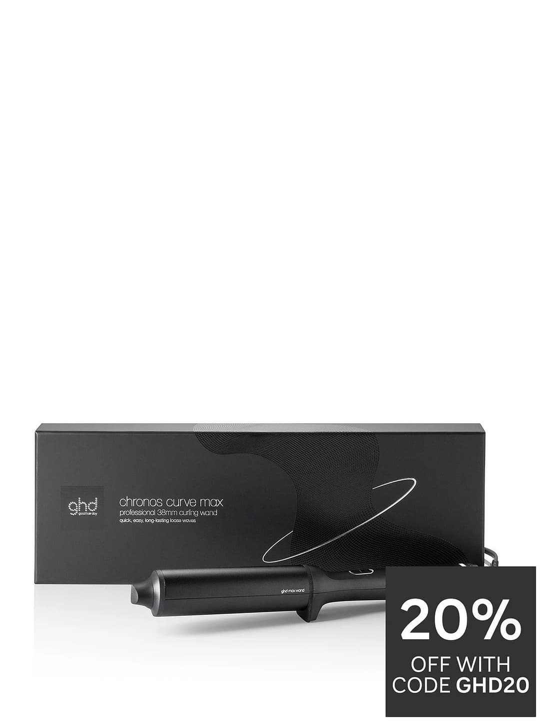 ghd Chronos Curve Max Wand 38mm Hair Curler Curl-Responsive Technology 185°C 2.7m Cable - Black - Image 1