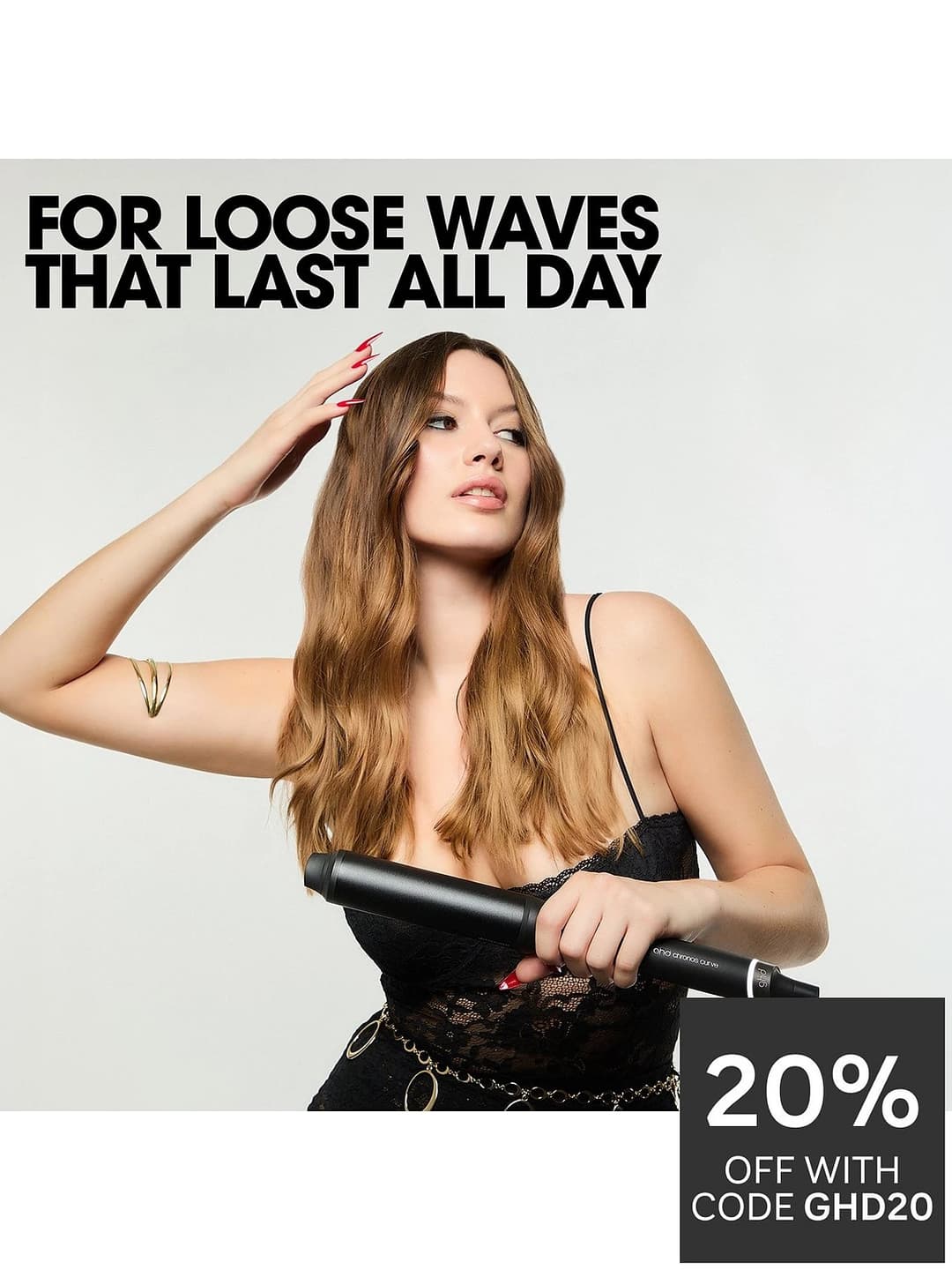 ghd Chronos Curve Max Wand 38mm Hair Curler Curl-Responsive Technology 185°C 2.7m Cable - Black - Image 2