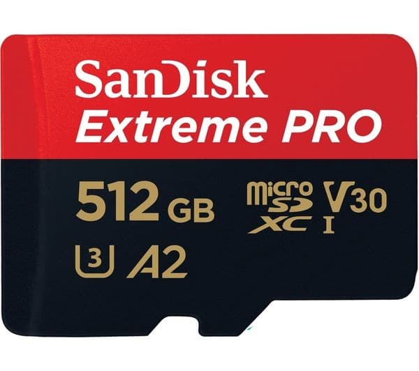 SanDisk Extreme PRO 512GB microSDXC UHS-I Memory Card (200MB/s, A2, U3, V30, Class 10) + SD Adapter - Image 1