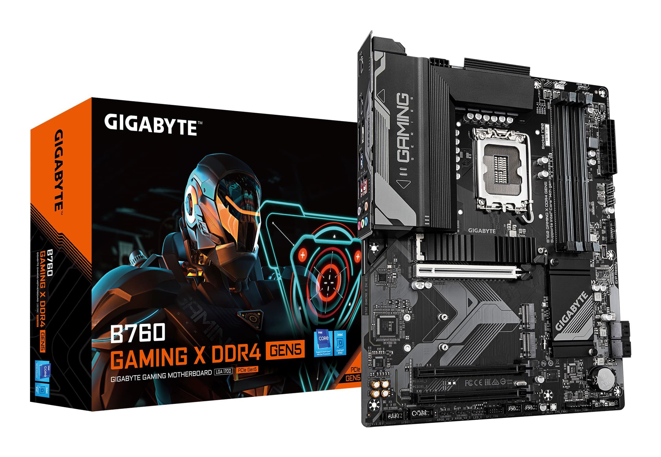 GIGABYTE B760 GAMING X DDR4 GEN5 ATX Motherboard - Intel LGA1700 Socket, Intel B760 Chipset, Supports 14th Gen. Intel Core CPUs, 8+1+1 phases VRM, up to 5333MHz DDR4 (OC), PCIe 5.0 x16, 3xPCIe 4.0 M.2, 2.5GbE LAN, USB 3.2 Gen 2