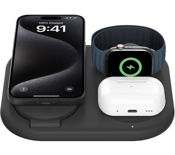 Belkin BoostCharge 3-in-1 Magnetic Foldable Wireless Charger with Qi2 15W Black - Image 6