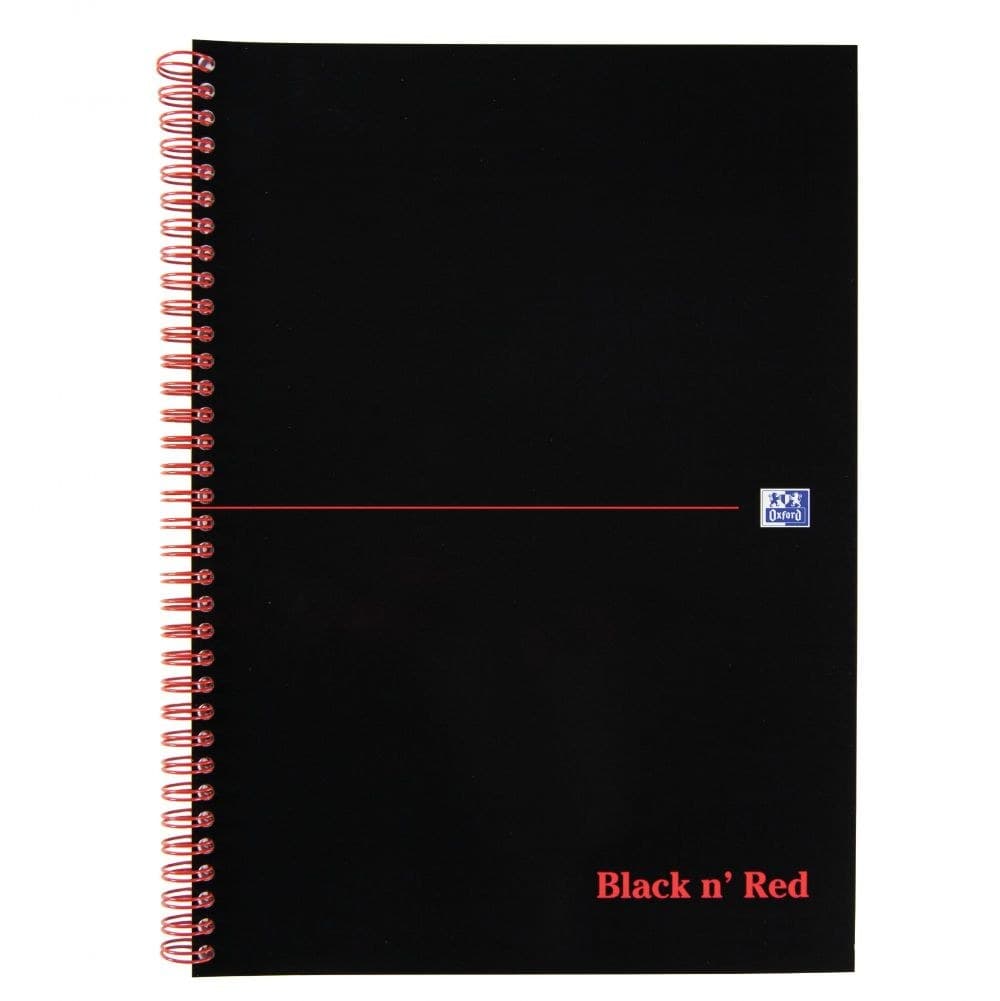Black n' Red Wirebound Ruled Perforated 90gsm Notebook 100 Pages A4 Pack of 10