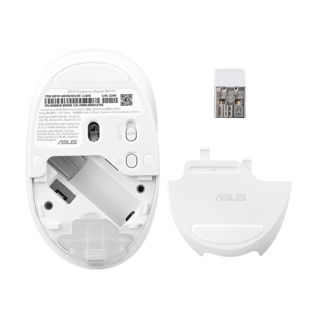 ASUS Fragrance MD101 Wireless Mouse - Bluetooth & 2.4GHz - 2400 DPI - Iridescent White - Image 4