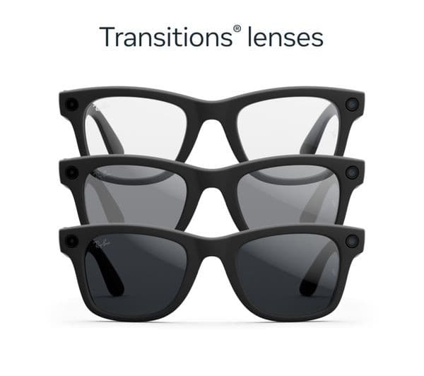 Ray-Ban Meta Wayfarer (Gen 2) Smart Glasses - Matte Black, Clear to Grey Transitions Lenses - Large - Image 7