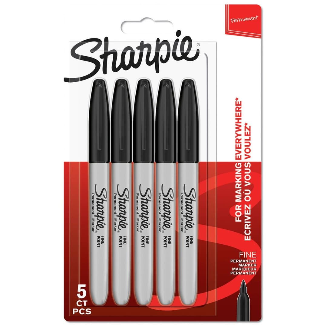 Sharpie Fine Tip Black Permanent Markers - 5 Pack - Image 1
