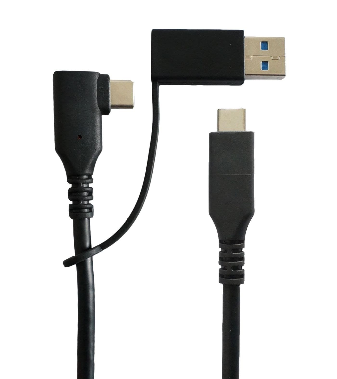 MicroConnect USB 3.2 Gen 1 Angled USB-C to USB-C Cable with USB-A Male/USB-C Female Adapter, 1m, Alu Housing, Cotton Sleeve (USB3.1CC1MDE)